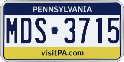 PA license plate MDS3715