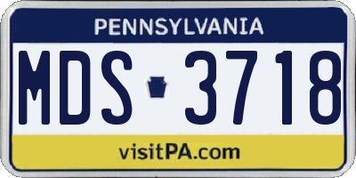 PA license plate MDS3718