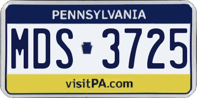 PA license plate MDS3725