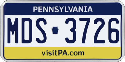 PA license plate MDS3726