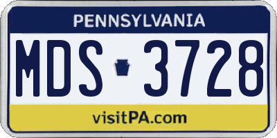PA license plate MDS3728