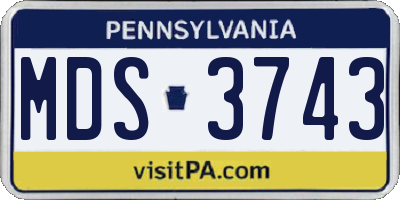 PA license plate MDS3743