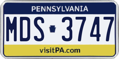 PA license plate MDS3747