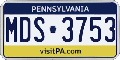 PA license plate MDS3753