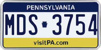 PA license plate MDS3754
