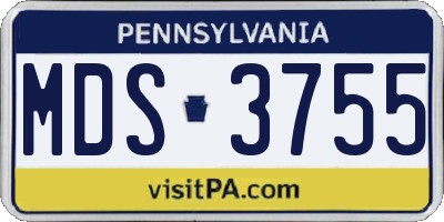 PA license plate MDS3755