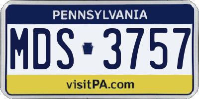 PA license plate MDS3757
