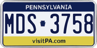 PA license plate MDS3758