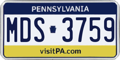 PA license plate MDS3759