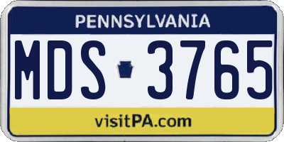 PA license plate MDS3765