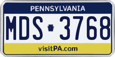 PA license plate MDS3768