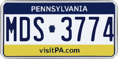 PA license plate MDS3774