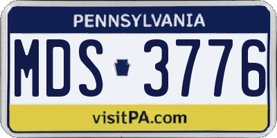 PA license plate MDS3776