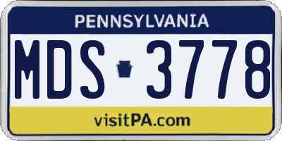 PA license plate MDS3778