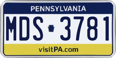 PA license plate MDS3781