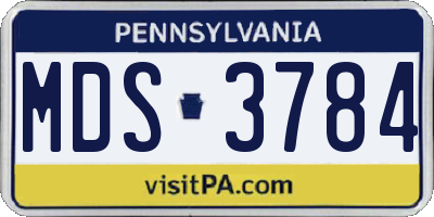PA license plate MDS3784