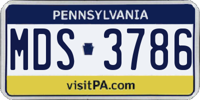 PA license plate MDS3786