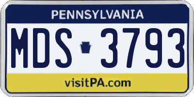PA license plate MDS3793