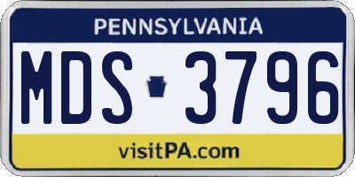 PA license plate MDS3796