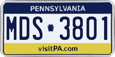 PA license plate MDS3801