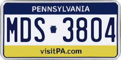 PA license plate MDS3804