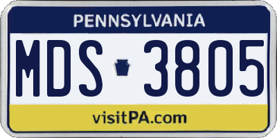 PA license plate MDS3805