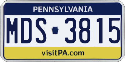 PA license plate MDS3815