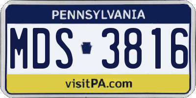 PA license plate MDS3816