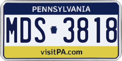 PA license plate MDS3818