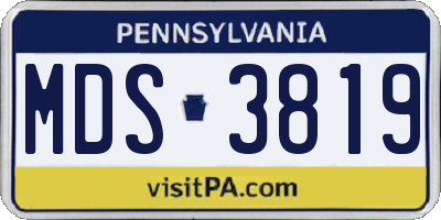 PA license plate MDS3819