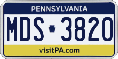 PA license plate MDS3820