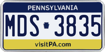 PA license plate MDS3835