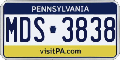 PA license plate MDS3838