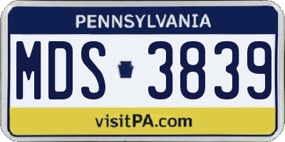 PA license plate MDS3839