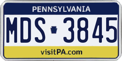 PA license plate MDS3845