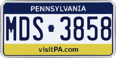 PA license plate MDS3858