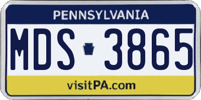 PA license plate MDS3865