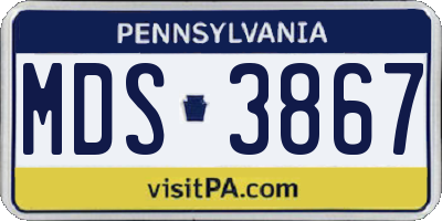 PA license plate MDS3867