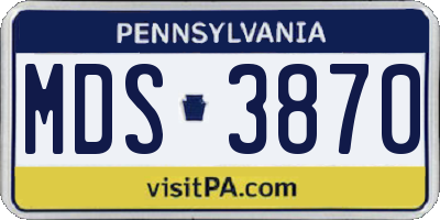 PA license plate MDS3870