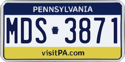 PA license plate MDS3871