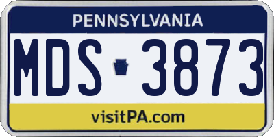 PA license plate MDS3873
