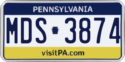 PA license plate MDS3874
