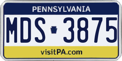 PA license plate MDS3875