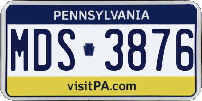 PA license plate MDS3876