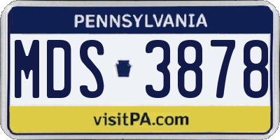 PA license plate MDS3878