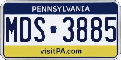 PA license plate MDS3885