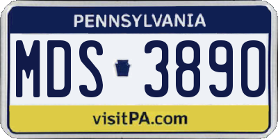 PA license plate MDS3890