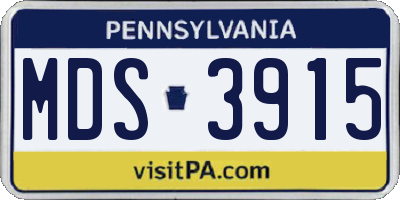 PA license plate MDS3915