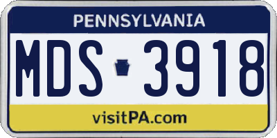 PA license plate MDS3918