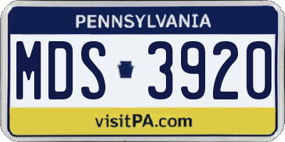 PA license plate MDS3920